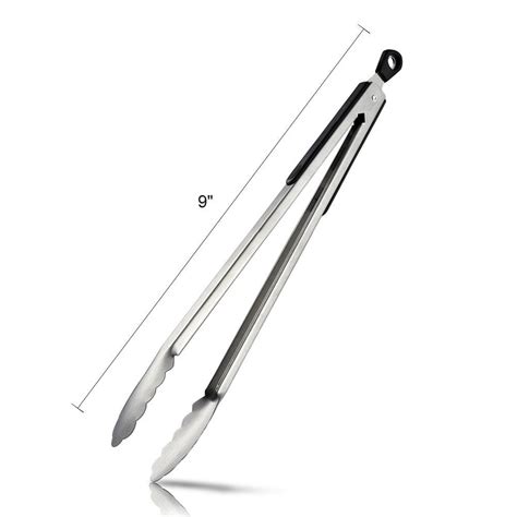 Bbq Tongs Heavy Duty Stainless Steel Locking Kitchen Tongs 9 Inch