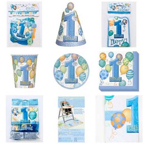 1st Birthday Boy Party Theme Decor Tableware And Party Favours Cake