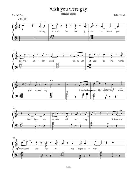 wish you were gay billie eilish piano tutorial sheet music for