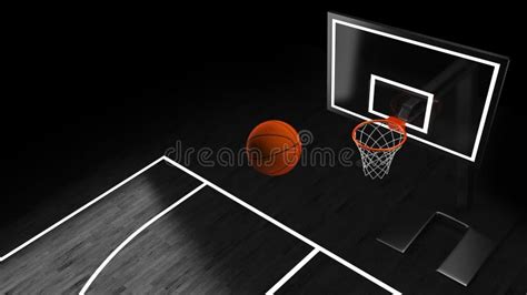 3d Illustration Of Basketball Hoop In A Professional Basketball Arena