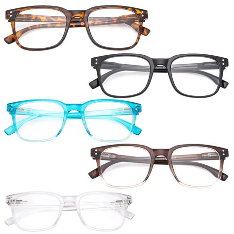 5 pack large reading glasses square readers for men women rt1804