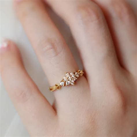 Adjustable Dainty Cute Women S Plated Snowflake Rings Delicate Rings