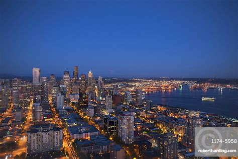 Aerial View Of Seattle Skyline Stock Photo