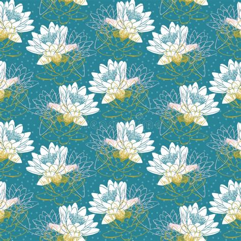 Seamless Pattern With Water Lilies Stock Vector Illustration Of
