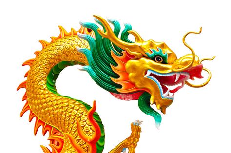 Chinese Beautiful Dragon Isolated On White Background Sculpture By