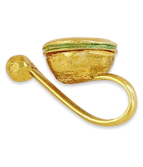 Accessher Gold Color Brass Material Red Ruby Kundan Nose Pin Buy Accessher Gold Color Brass