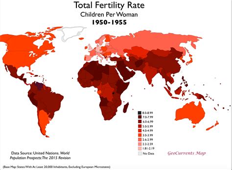 Total Fertility Rates By Country 1950 And 2015 Geocurrents