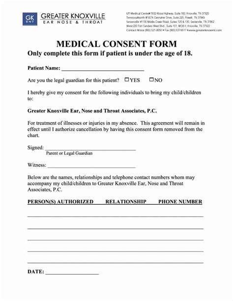 Medical Consent Form Template Luxury Free Printable Medical Consent