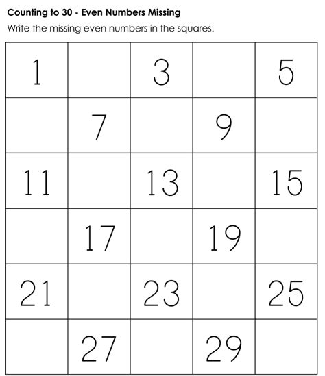 Numbers 1 30 For Kids Learning Printable