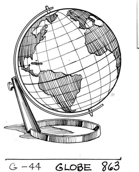 Line Drawing Of Globe At Getdrawings Free Download