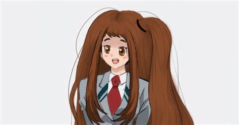 Verylonghair Hairfetish Hairgrowth Ochako Uraraka Long Hair Pixiv