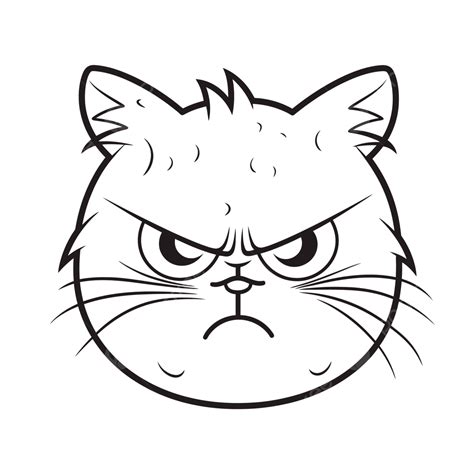 Angry Cat Black And White Drawing Vector Illustration Outline Sketch
