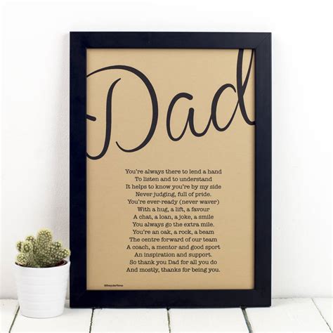 My Dad Poem Print Vintage Style By Bespoke Verse