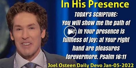 Joel Osteen January 05 2021 Daily Devotional In His Presence