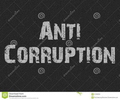 Text For Anti Corruption On Black Background Stock