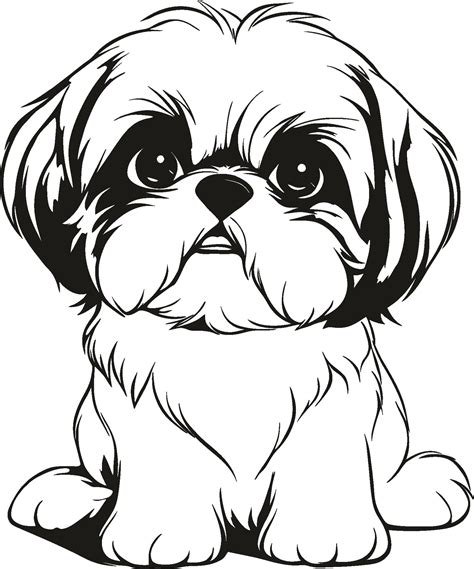Cute Shih Tzu Dog Silhouette Funny Little Doggie 25257397 Vector Art