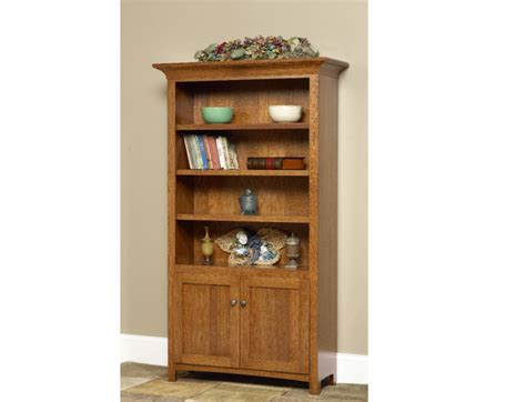 Mission Bookcase With Bottom Door Option Amish Furniture Of Austin