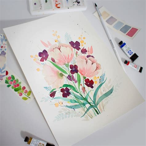 My Project In Floral Arrangement Illustration In Watercolor Course