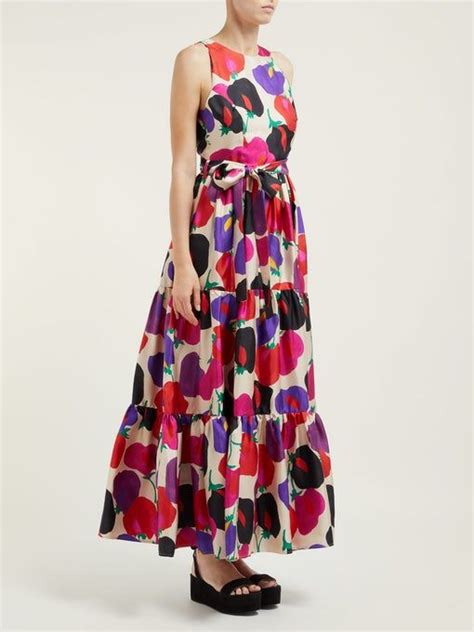 La Doublej Pellicano Americano Print Silk Maxi Dress Silk Maxi Dress Maxi Dress Dresses