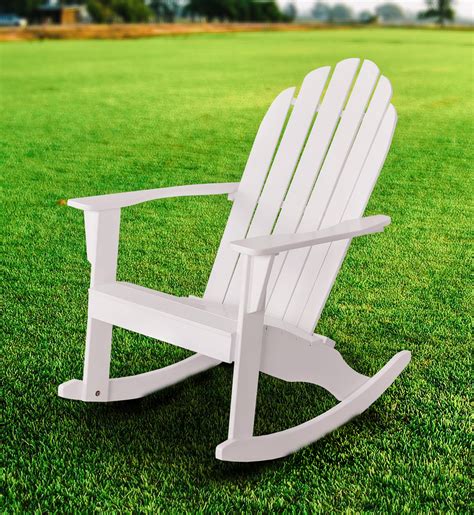 Mainstays Wood Outdoor Adirondack Rocking Chair White Brickseek
