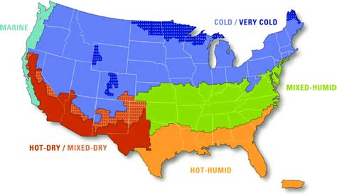 Color Climate Zones Of The Continental United States As
