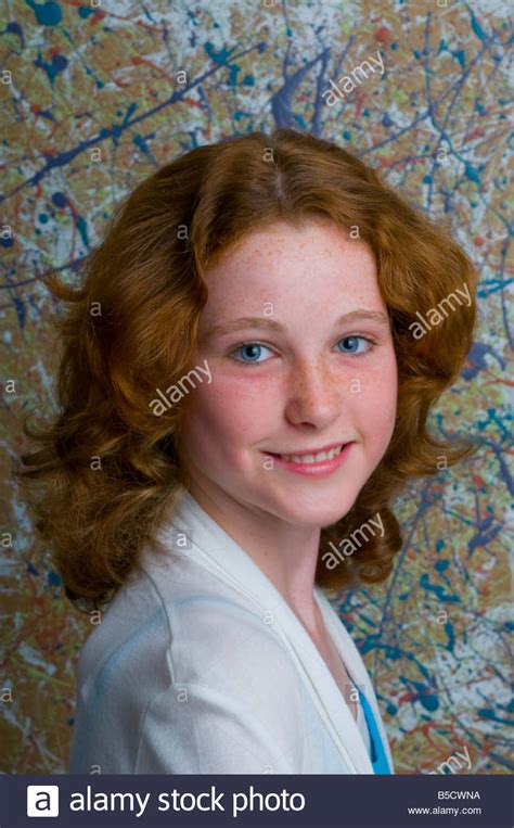 Portrait Of A Pretty Young Red Haired Blue Eyed Teenage Girl Of Irish Stock Photo Royalty Free