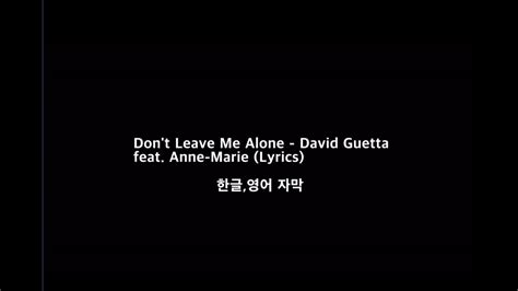 Right now while you're sitting on my chest i don't know what i'd do without your comfort if you really go first, if you really left. (Lyrics) Don't leave me alone - David guetta,anne marie 한글 ...
