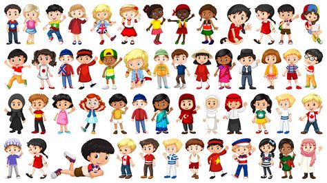 Set Of Multicultural Kids Character 594941 Vector Art At Vecteezy