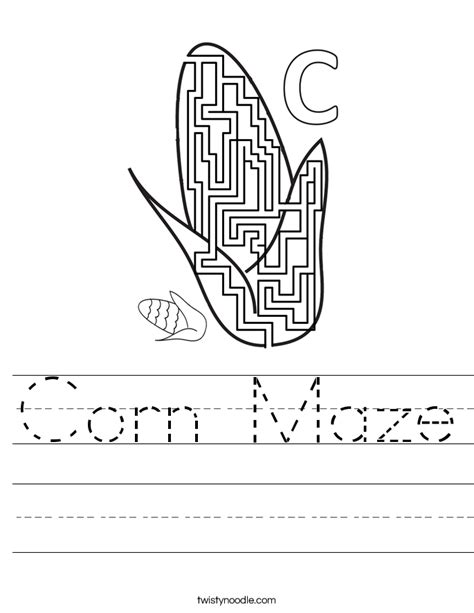Corn Maze Worksheet Twisty Noodle