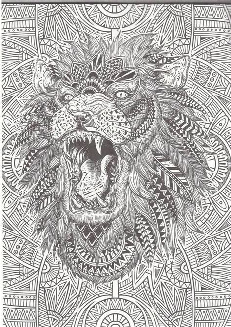 Lion Abstract Doodle Zentangle Coloring Pages Colouring Adult Detailed