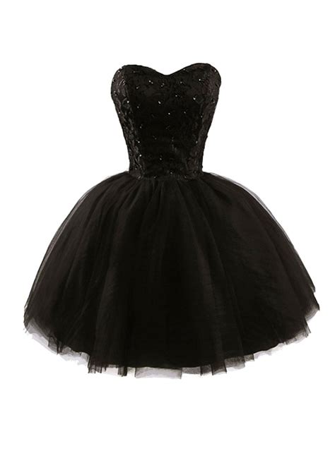 New Arrival Cheap A Line Sweetheart Lace Tulle Black Homecoming Dresses