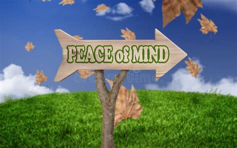 Wooden Sign Indicating To Peace Of Mind Stock Image Image Of Signpost