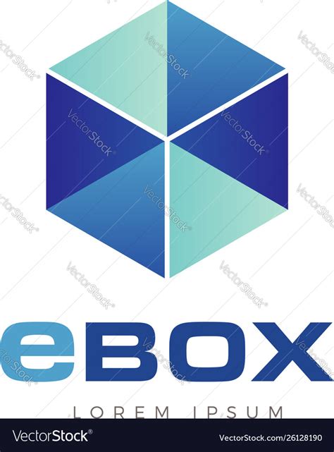 Abstract Transparent Blue Cube Box Logo Symbol Vector Image