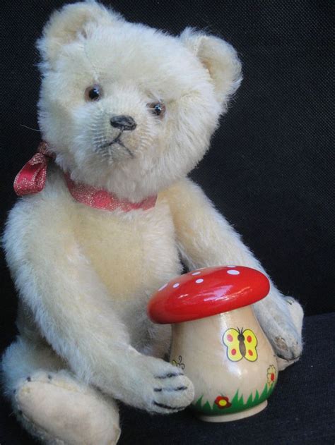 Very Rare Antique Bing Teddy Bear 1920s White Mohair Fur Hunchback Hump