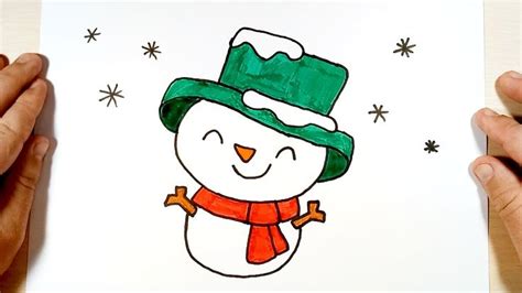 How To Draw A Cute Snowman Step By Step Cute Snowman Drawings Snowman