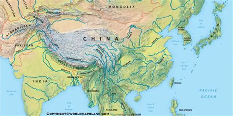 Printable Asia Rivers Map Map Of Asia Rivers