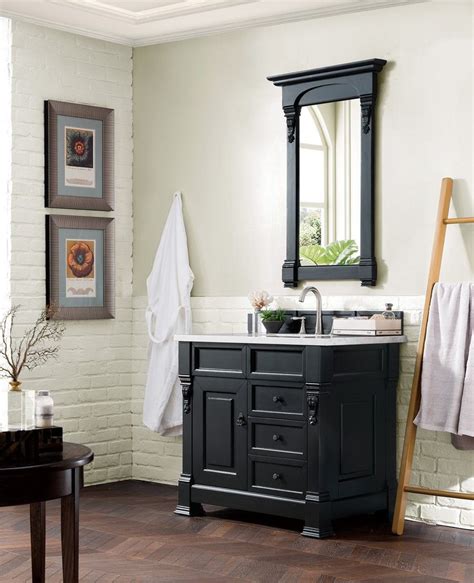 36 black bathroom vanity w/small cabinet modern tempered glass vessel sink top. 36" Brookfield Antique Black Single Bathroom Vanity w/Drawers