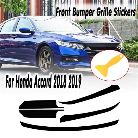 Car Gloss Black Front Bumper Grille Stickers Trim For Honda Accord 10th