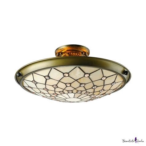 Shop a vast selection of flush mount lighting fixtures at 1800lighting.com. Metal Decor Beige Stained Glass Tiffany Three-light Semi ...