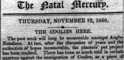 To make a newspaper to get instant. Newspaper article: "The Coolies Here from the Natal ...
