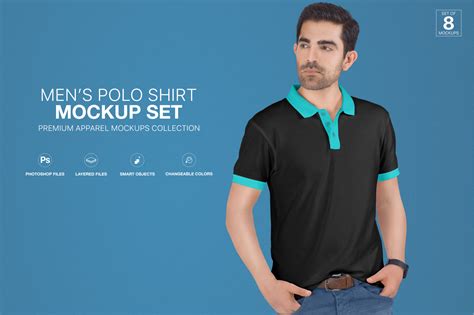 Men S Polo T Shirt Mockup Set On Yellow Images Creative Store