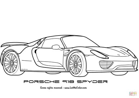 Use colored pencils, colored markers, or paints. Porsche 918 Spyder Coloring Page | Free Printable Coloring ...