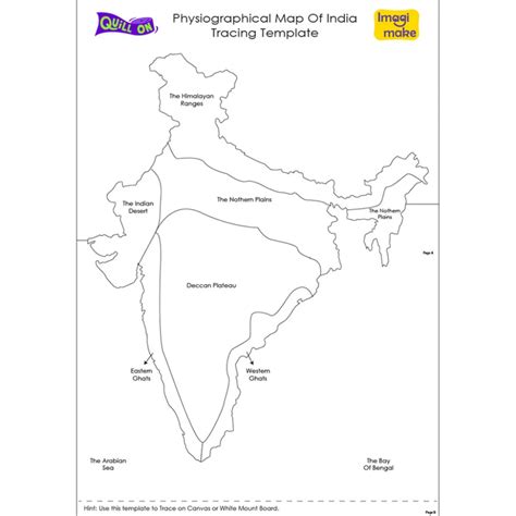 Physiographical Map Of India Tracing Template Quill On India Map