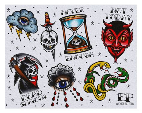 American Traditional Tattoo Flash Art Print Ubicaciondepersonas Cdmx