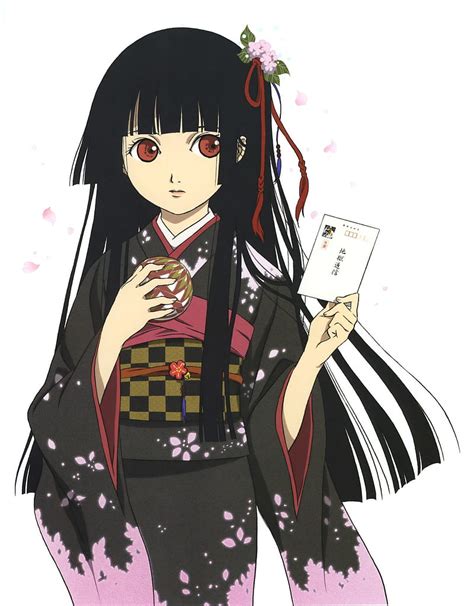 2024 Jigoku Shoujo Enma Ai Anime Girls Dark Hair Kimono Red Eyes Hd