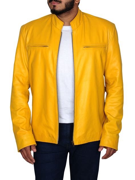 Yellow Biker Leather Jacket Mens Leather Jacket Mauvetree