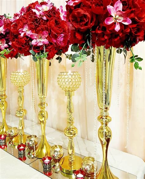 72cm Tall Gold Flower Stand Metal Flower Vases Table Centerpieces