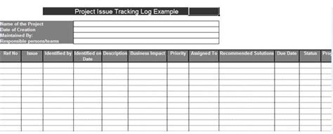 Free Issue Tracking Log Example In Excel