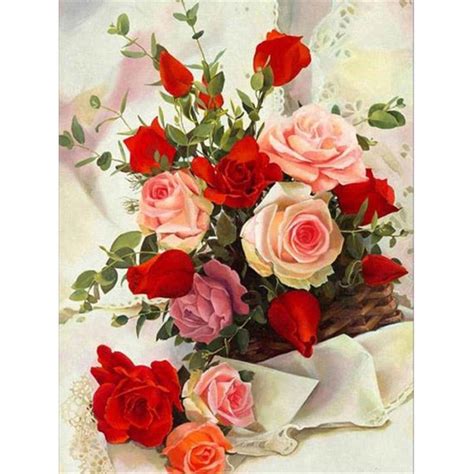 Buy 5d Diy Diamond Painting Flowers Full Round Drill Roses Mosaic