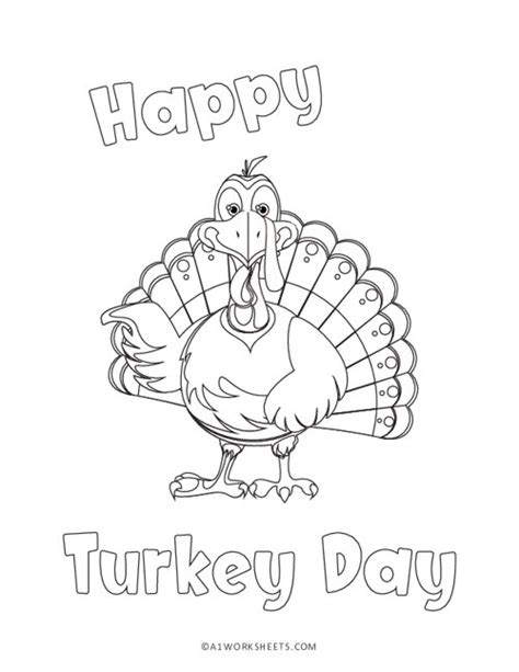 Happy Turkey Day Coloring Pages For Kids